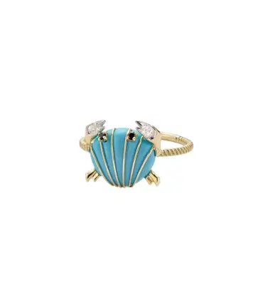 Yvonne Leon Yvonne Léon Crabe Coquillage 9kt gold ring with turquoise and diamonds | Thumbnail 1