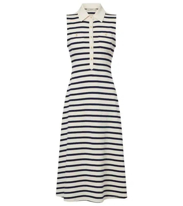 Frame Sea Breeze striped cotton polo dress