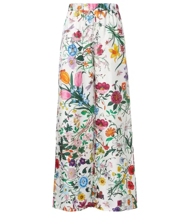 Gucci Flora silk twill palazzo pants