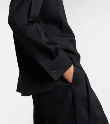 Bottega Veneta Intrecciato leather-trimmed wool shirt | Thumbnail 6 Bottega Veneta Intrecciato leather-trimmed wool shirt | Thumbnail 6