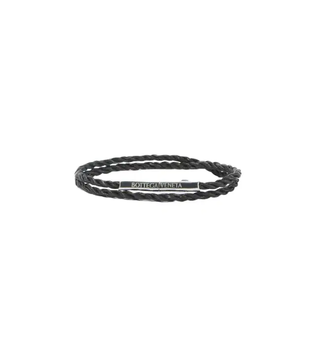 Bottega Veneta Leather sterling silver bracelet