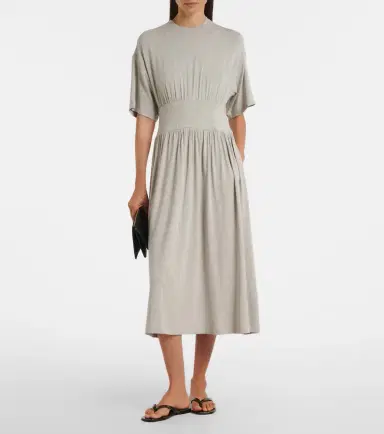 TOTEME Jersey gathered midi dress | Thumbnail 4 TOTEME Jersey gathered midi dress | Thumbnail 4
