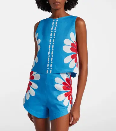 Cala de la Cruz Avelino floral linen top | Thumbnail 3