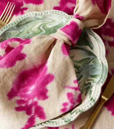 The House of Lyria Plumeria set of 2 floral linen napkins | Thumbnail 2