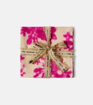 The House of Lyria Plumeria set of 2 floral linen napkins | Thumbnail 4