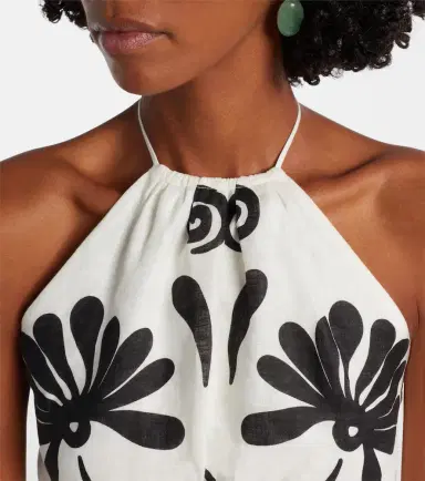 Cala de la Cruz Lodi floral halterneck linen top | Thumbnail 3