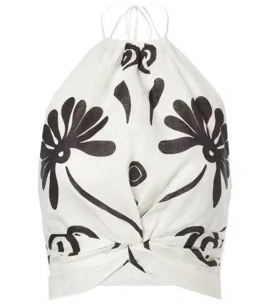 Cala de la Cruz Lodi floral halterneck linen top | Thumbnail 1