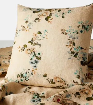 The House of Lyria Vetiver floral linen canvas cushion | Thumbnail 3