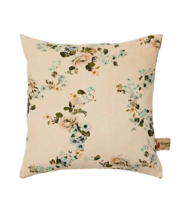 The House of Lyria Vetiver floral linen canvas cushion