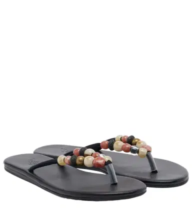 Ancient Greek Sandals Saionara beaded leather thong sandals | Thumbnail 1