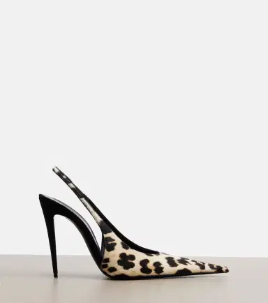Saint Laurent Guermantes calf hair slingback pumps | Thumbnail 3