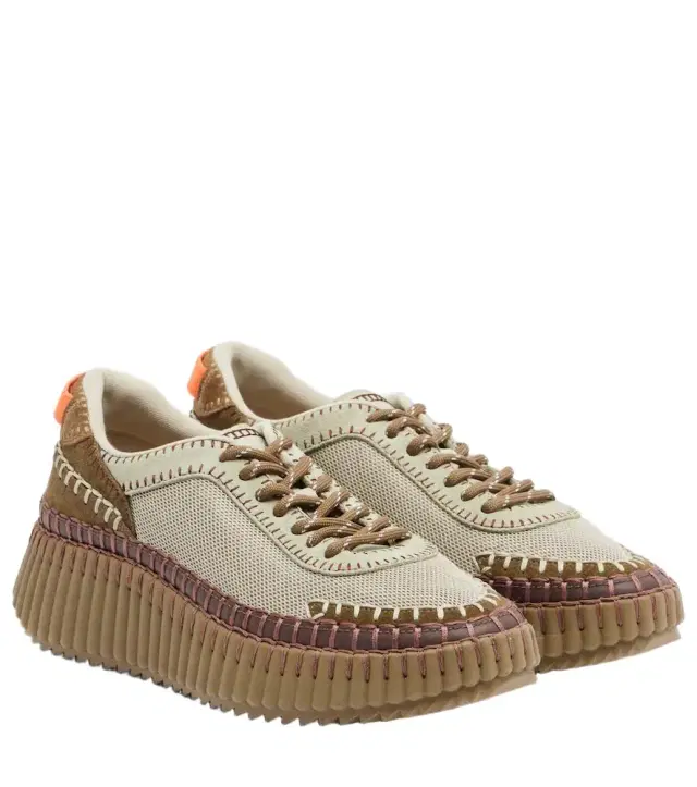 Chloe Chloé Nama leather-trimmed platform sneakers