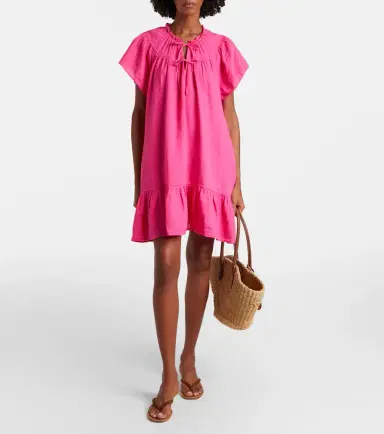 Velvet Livvy tiered linen minidress | Thumbnail 5
