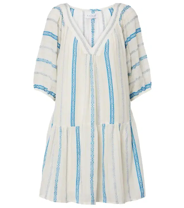 Velvet Selita tiered cotton jacquard minidress