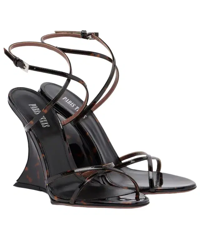 Paris Texas Nina printed patent leather wedge sandals