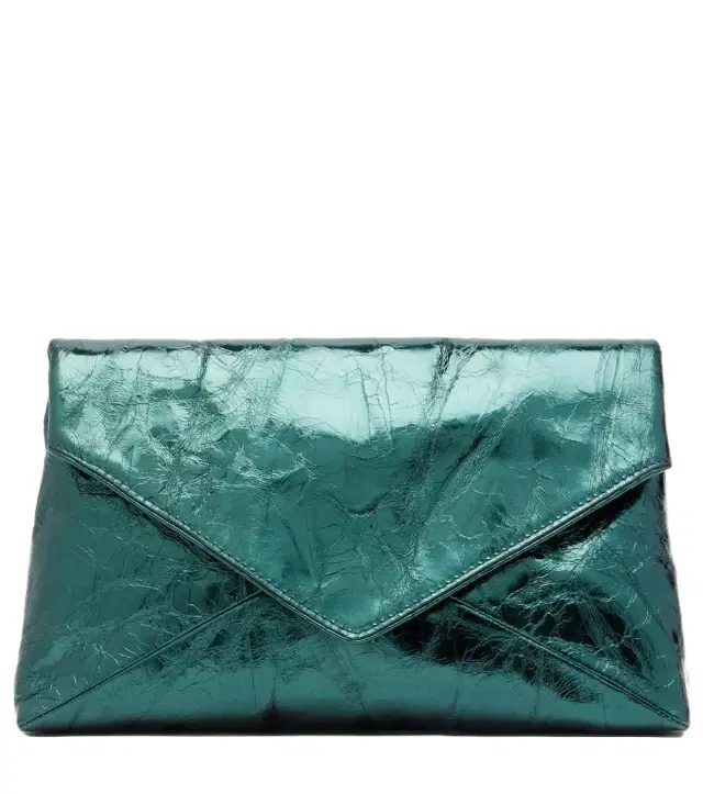 Dries Van Noten Medium metallic leather clutch