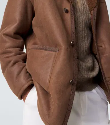 Etro Shearling-trimmed leather jacket | Thumbnail 4 Etro Shearling-trimmed leather jacket | Thumbnail 4