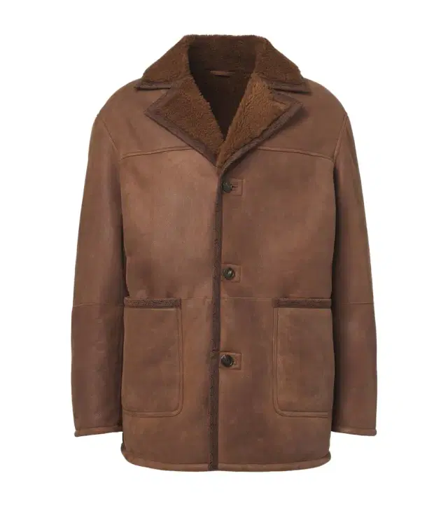 Shearling-trimmed leather jacket