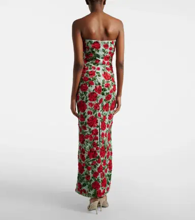 LA FUORI Là Fuori Crimson Rose embellished bustier gown | Thumbnail 2