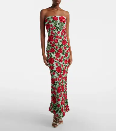 LA FUORI Là Fuori Crimson Rose embellished bustier gown | Thumbnail 3