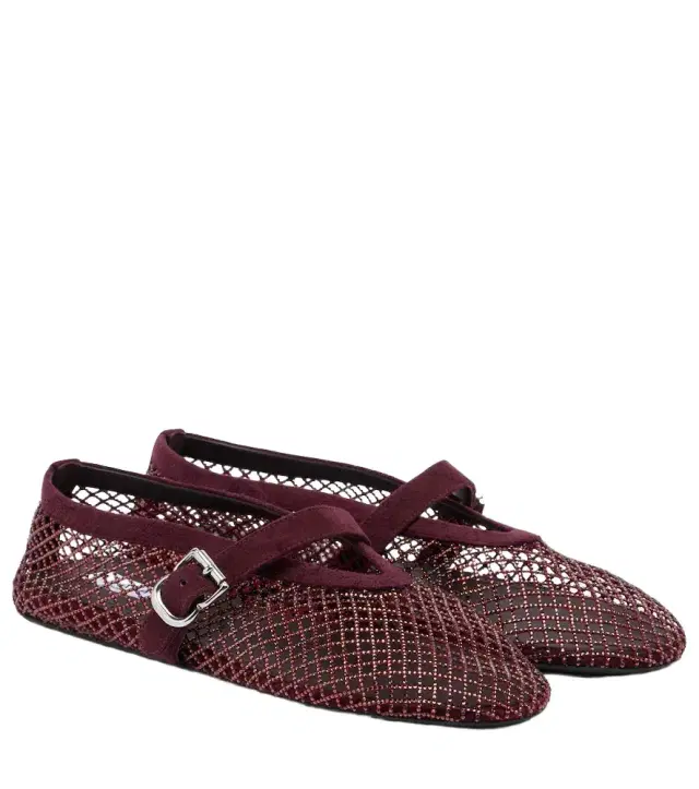 Alaia Alaïa Embellished fishnet ballet flats