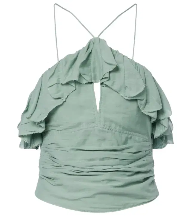 Djimia halterneck cotton-blend voile top