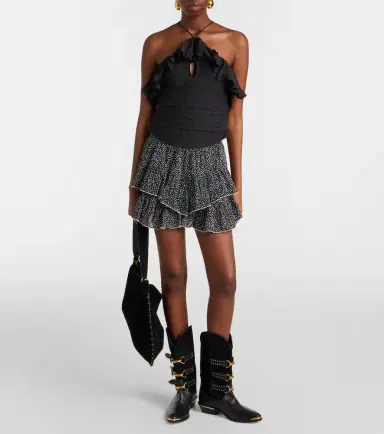 Marant Étoile Jocadia polka-dot ruffled cotton shorts | Thumbnail 3
