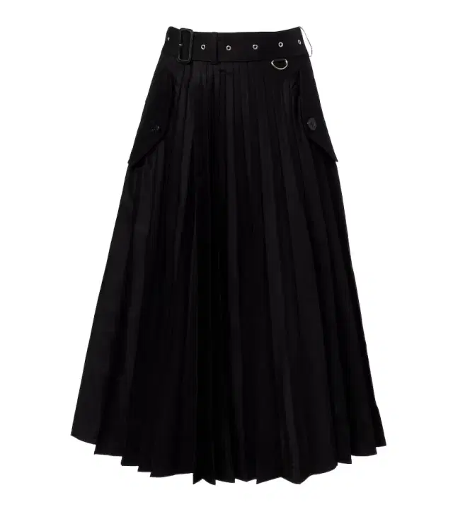 Belted cotton-blend gabardine midi skirt