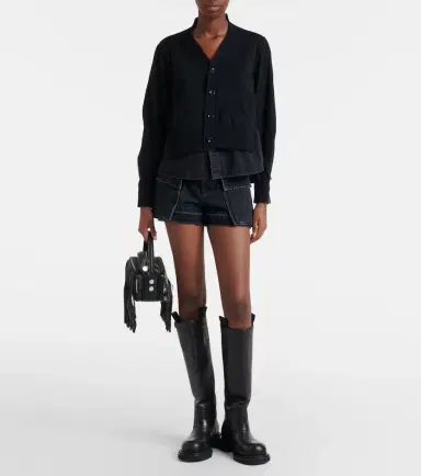 Sacai Paneled cotton-blend cardigan | Thumbnail 4