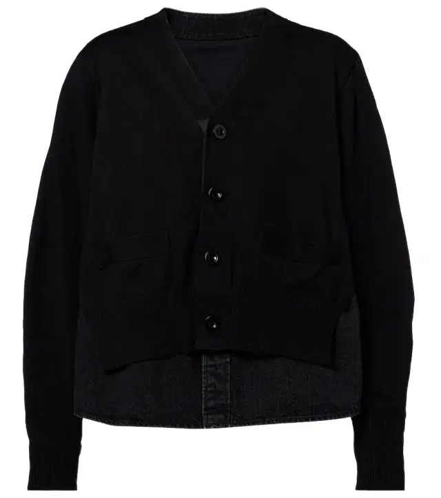 Paneled cotton-blend cardigan
