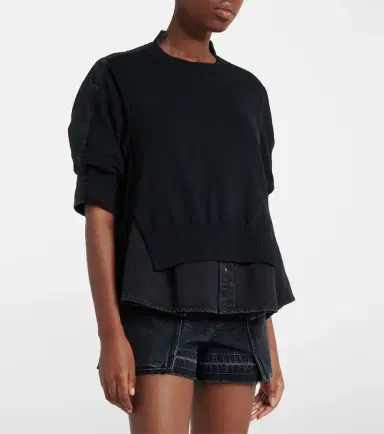 Sacai Layered cotton-blend sweater | Thumbnail 2 Sacai Layered cotton-blend sweater | Thumbnail 2