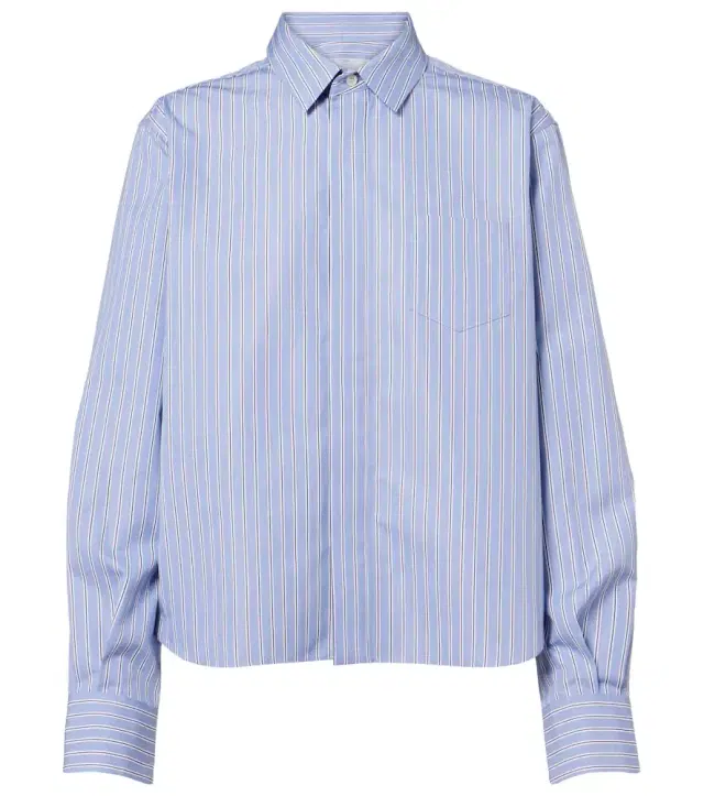Striped cotton-blend poplin shirt