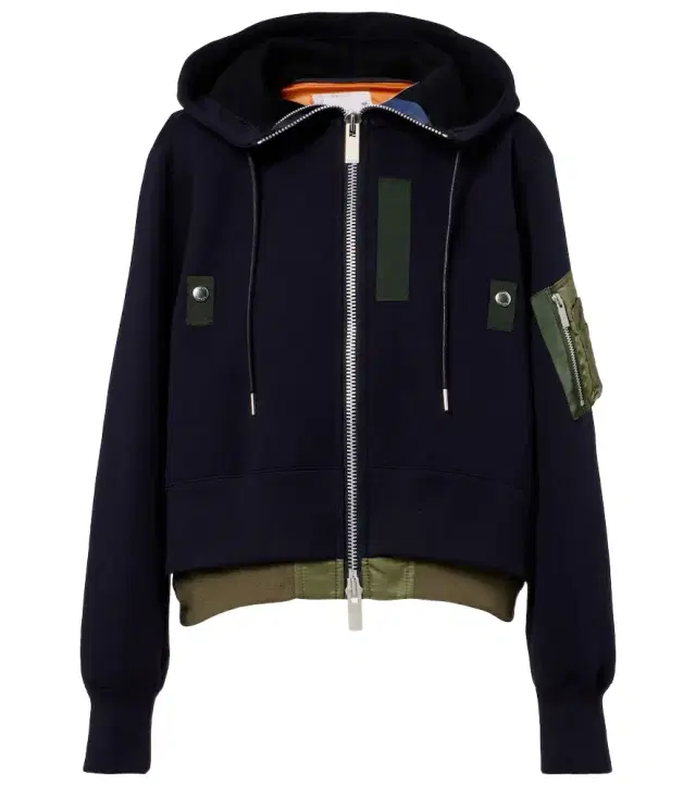 Paneled cotton-blend zip-up hoodie