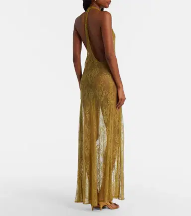 ADRIANA DEGREAS Sheer open-back lace maxi dress | Thumbnail 4
