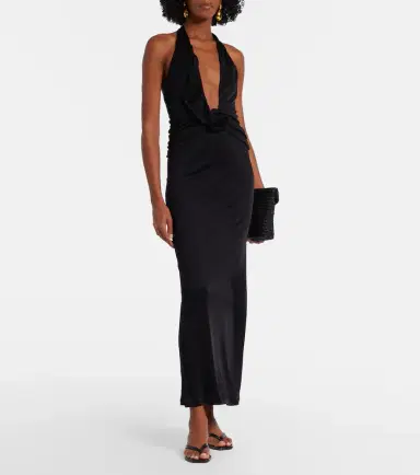 Adriana Degreas Floral-appliqué halterneck maxi dress | Thumbnail 5