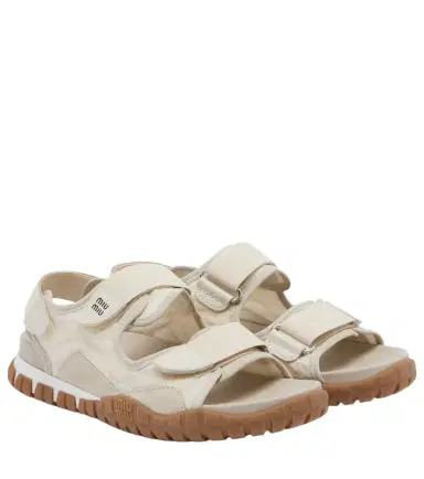 Miu Miu Tyre leather-trimmed sandals | Thumbnail 1 Miu Miu Tyre leather-trimmed sandals | Thumbnail 1