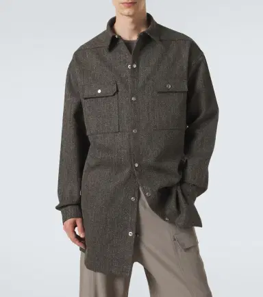 Rick Owens Oversized wool and linen-blend overshirt | Thumbnail 2