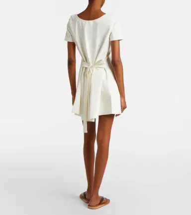 Miu Miu Leather-trimmed cotton jersey minidress | Thumbnail 2 Miu Miu Leather-trimmed cotton jersey minidress | Thumbnail 2