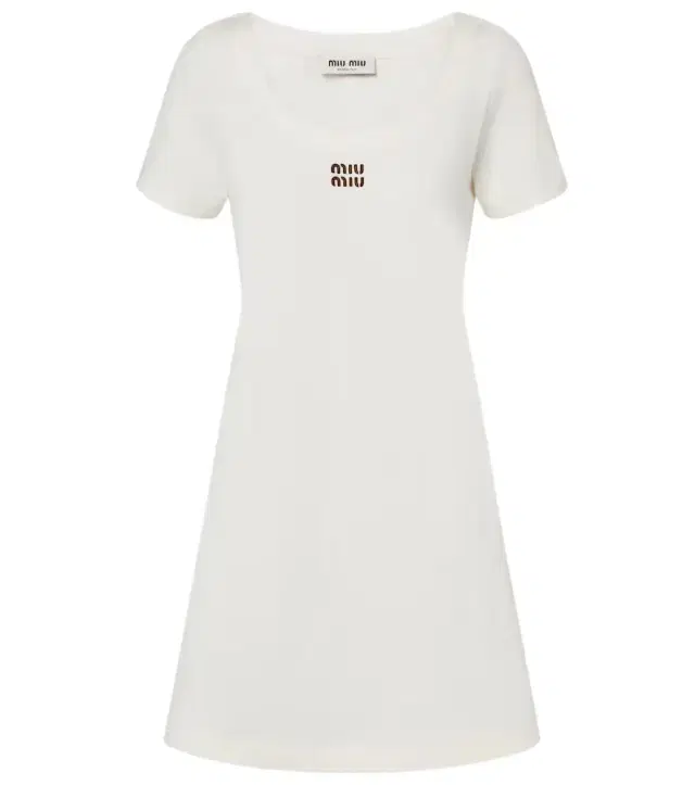 Leather-trimmed cotton jersey minidress