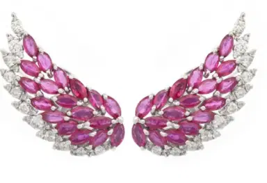 Wish Fine Jewelry 4.38ct Diamond Ruby 14K Gold Wing Climber Earrings | Thumbnail 1 Wish Fine Jewelry 4.38ct Diamond Ruby 14K Gold Wing Climber Earrings | Thumbnail 1