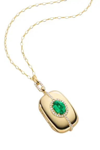 MONICA RICH KOSANN Emerald Diamond Locket Necklace | Thumbnail 1