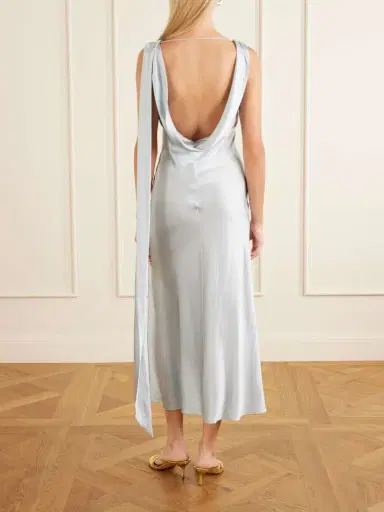 Acne Studios Scarf-detailed Draped Silk-satin Midi Dress | Thumbnail 3 Acne Studios Scarf-detailed Draped Silk-satin Midi Dress | Thumbnail 3