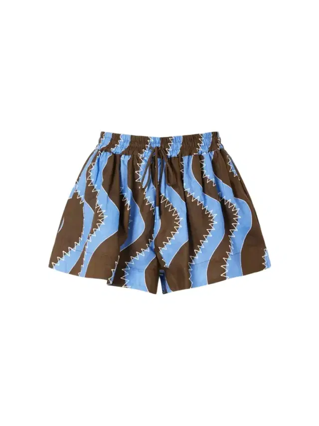 Frankie Printed Embroidered Linen Shorts