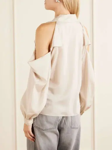 Acne Studios Bow-embellished Cut-out Lyocell Blouse | Thumbnail 3 Acne Studios Bow-embellished Cut-out Lyocell Blouse | Thumbnail 3