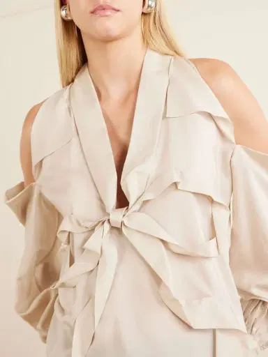 Acne Studios Bow-embellished Cut-out Lyocell Blouse | Thumbnail 4 Acne Studios Bow-embellished Cut-out Lyocell Blouse | Thumbnail 4