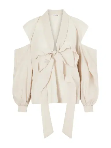 Acne Studios Bow-embellished Cut-out Lyocell Blouse | Thumbnail 1 Acne Studios Bow-embellished Cut-out Lyocell Blouse | Thumbnail 1