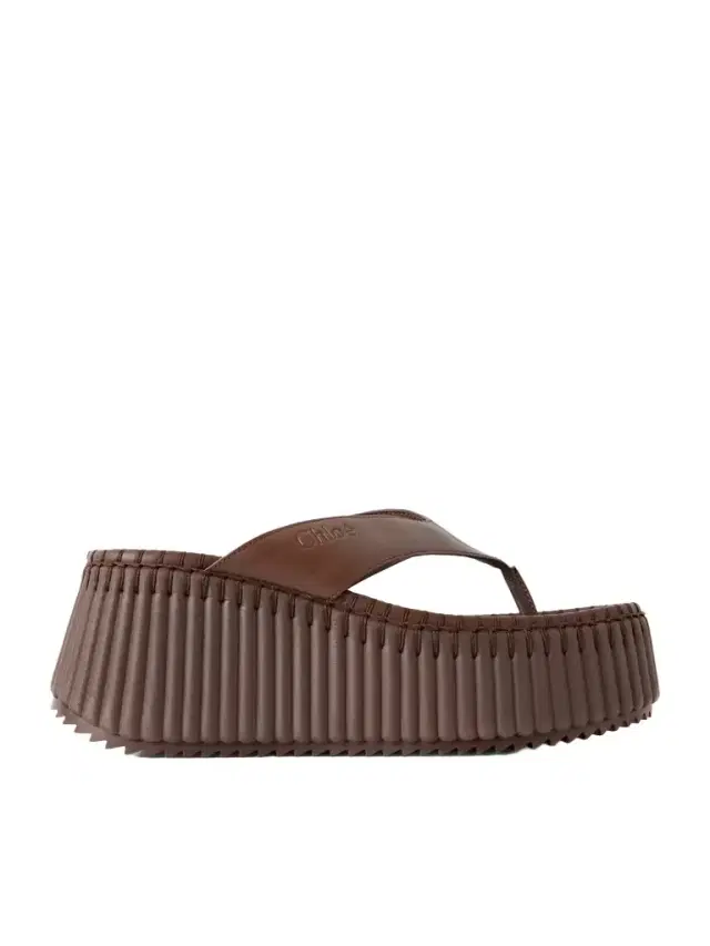 Chloé Nama Leather Platform Thong Sandals