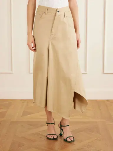 Loewe Asymmetrical Cotton-gabardine Midi Skirt | Thumbnail 3 Loewe Asymmetrical Cotton-gabardine Midi Skirt | Thumbnail 3