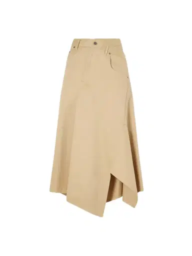 Loewe Asymmetrical Cotton-gabardine Midi Skirt | Thumbnail 1 Loewe Asymmetrical Cotton-gabardine Midi Skirt | Thumbnail 1