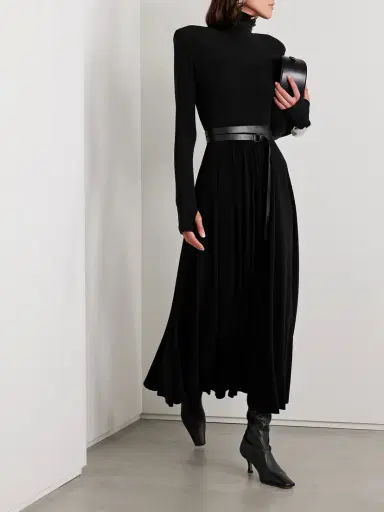 Norma Kamali Belted Stretch-jersey Turtleneck Midi Dress | Thumbnail 2